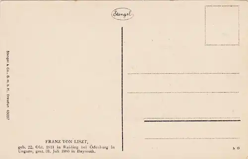 [Künstlerpostkarte reproduziert] Künstlerkarte Franz von Liszt. 