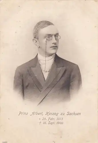 [Künstlerpostkarte reproduziert] Künstlerkarte Prinz Albert, Herzog zu Sachsen. 