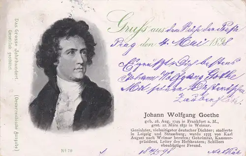 [Künstlerpostkarte reproduziert] Künstlerkarte Johann Wolfgang Goethe. 