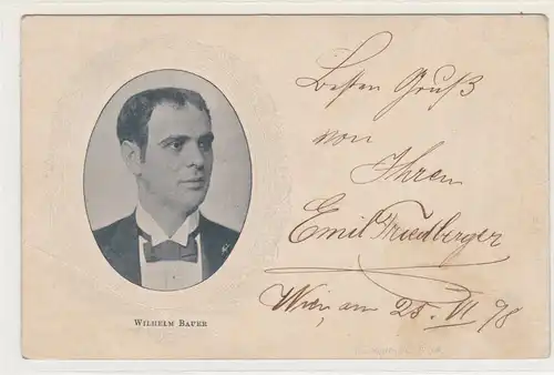 [Vorläufer - Correspondenzkarten mit keinen oder nur kleinen Bildaufdrucken] Postkarte Wilhelm Bauer. 