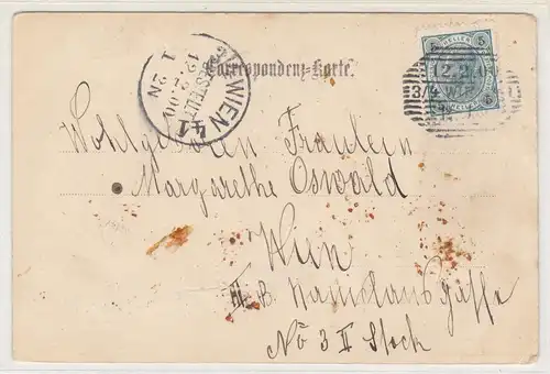 [Vorläufer - Correspondenzkarten mit keinen oder nur kleinen Bildaufdrucken] Postkarte Albine Pecha. 