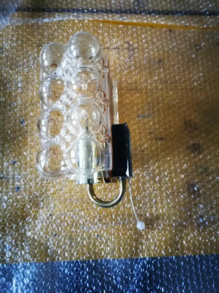 Deutsche Bernsteinfarbene Bubble Glas Wandlampen von Helena Tynell für Limburg, 2er Set 4