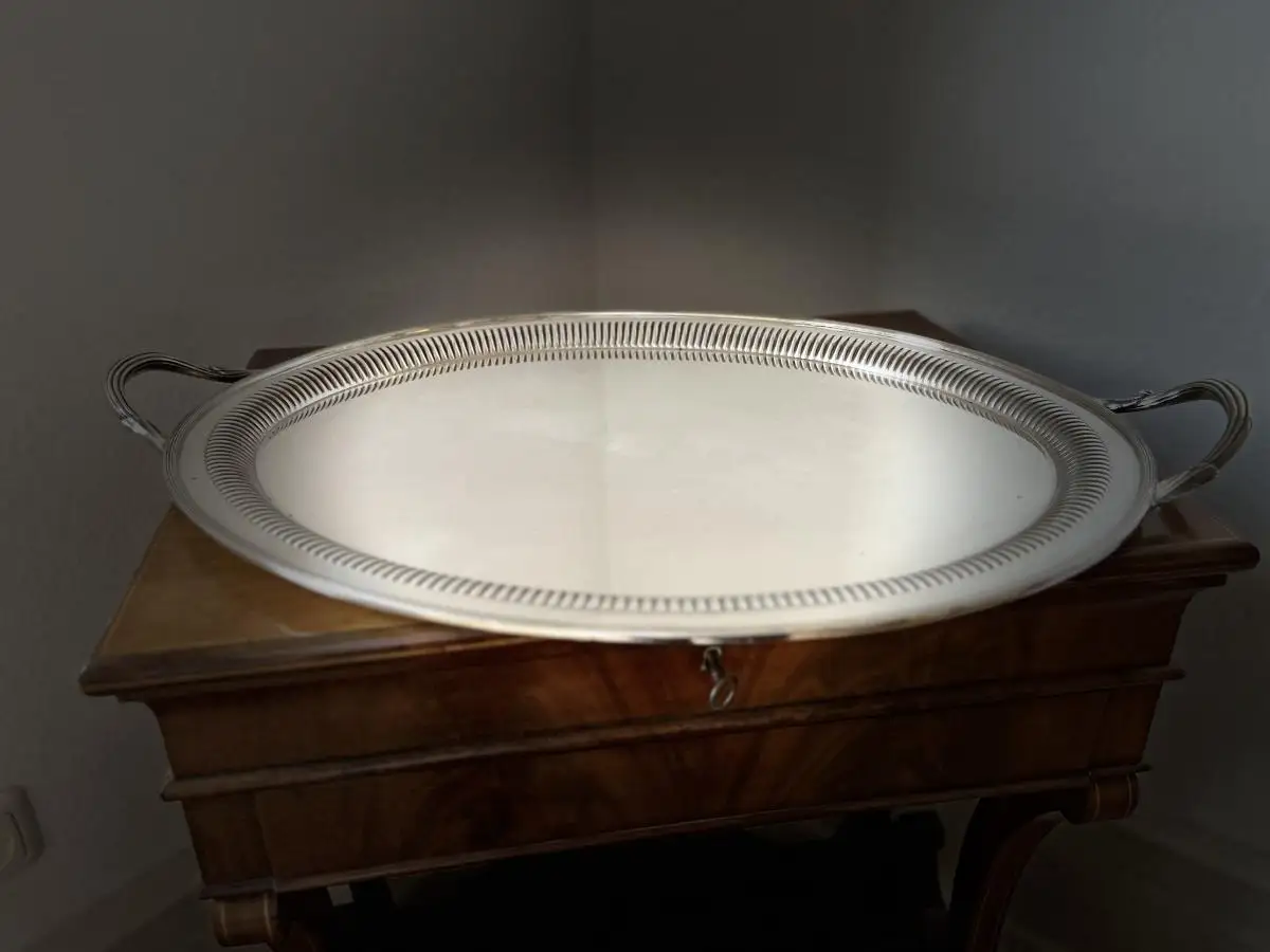 Edwardian Silber Tee Tablett, Sterling Silber, 1909, Chester, Barker Brothers, Sheffield 0