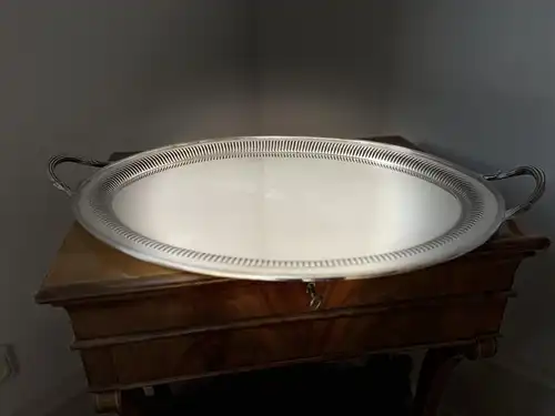 Edwardian Silber Tee Tablett, Sterling Silber, 1909, Chester, Barker Brothers, Sheffield