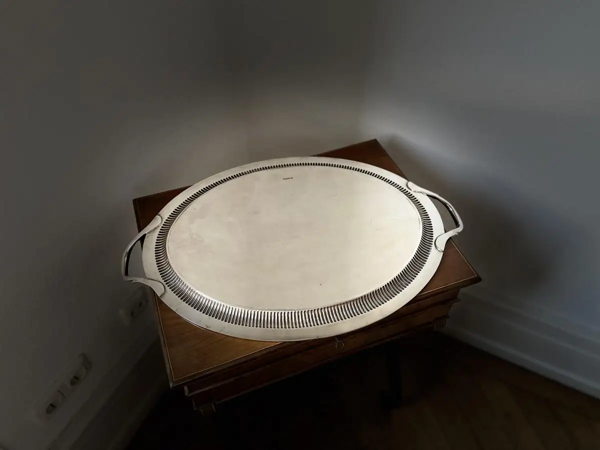 Edwardian Silber Tee Tablett, Sterling Silber, 1909, Chester, Barker Brothers, Sheffield 1