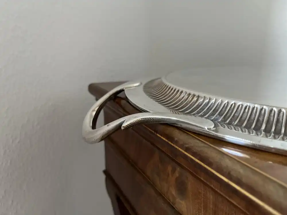 Edwardian Silber Tee Tablett, Sterling Silber, 1909, Chester, Barker Brothers, Sheffield 3