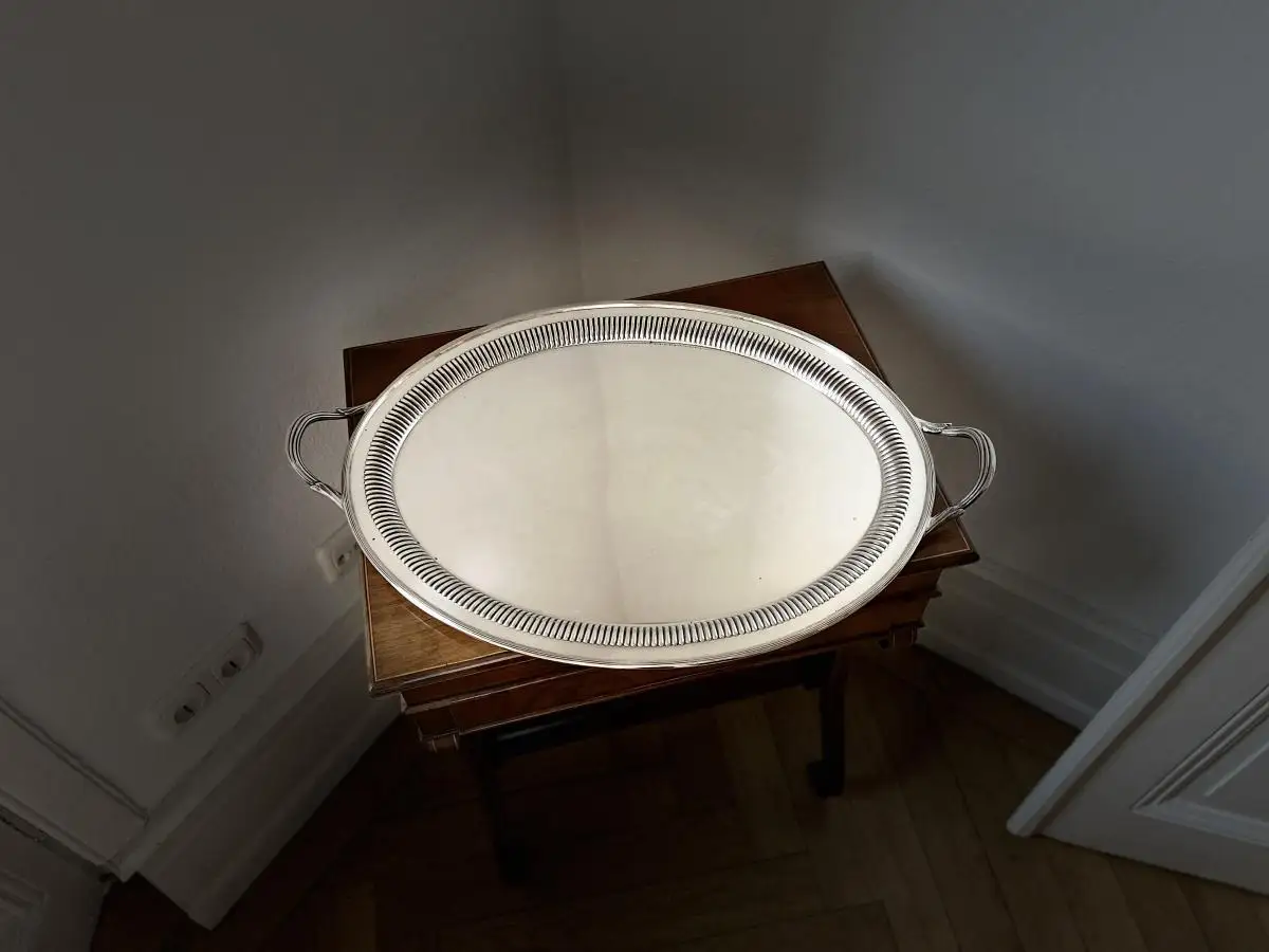 Edwardian Silber Tee Tablett, Sterling Silber, 1909, Chester, Barker Brothers, Sheffield 4