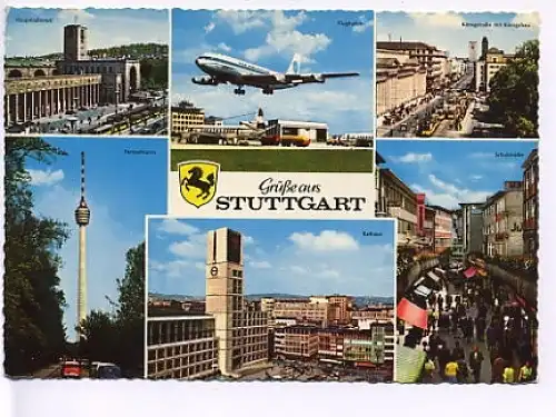 Stuttgart Grußkarte 6 Ansichten gl1969 17.348