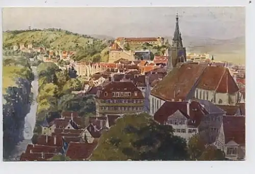 Tübingen vom Oesterberg Künstler-AK ngl 30.255