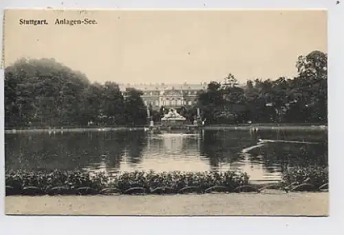 Stuttgart Anlagen-See mit Schloß gl1911 30.117