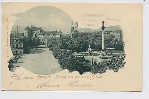 Stuttgart Schloßplatz mit altem Schloß gl1900 30.414