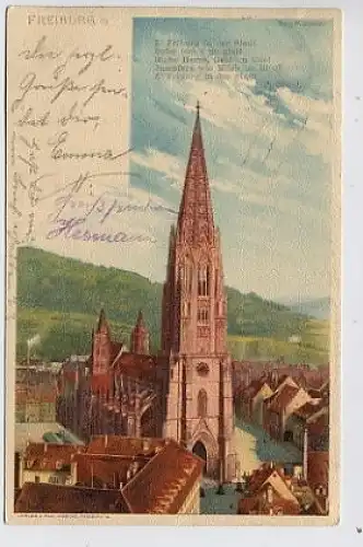 Freiburg i.Br. Münster mit Spruch gl1900 30.328