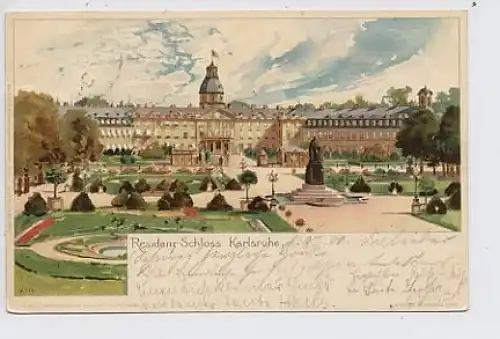 Karlsruhe ResidenzSchloß Künstler-AK KLEY gl1900 30.722