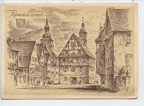 Künzelsau Kocher Rathaus Künstlerkarte ngl 47.923