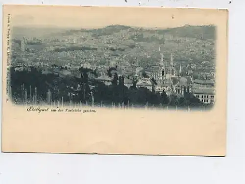 Stuttgart von der Karlshöhe gesehen um 1900 ngl 48.438