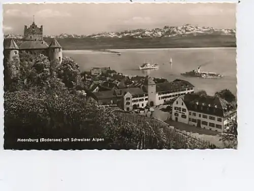 Meersburg Bodensee mit Schweizer Alpen gl1960 48.521