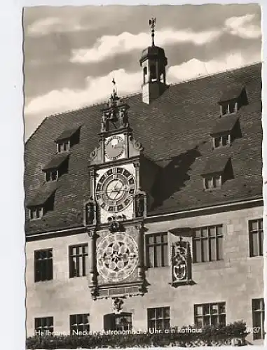 Heilbronn Rathaus-Uhr gl1957 48.574