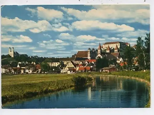 Ellwangen Jagst vom Fluß her gesehen gl1971 48.654