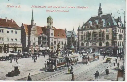 Halle a.S. Marktplatz Rathaus Denkmal gl1911 91.536