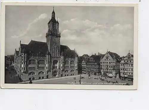 Stuttgart Rathaus und alte Häuser am Markt ngl 48.891