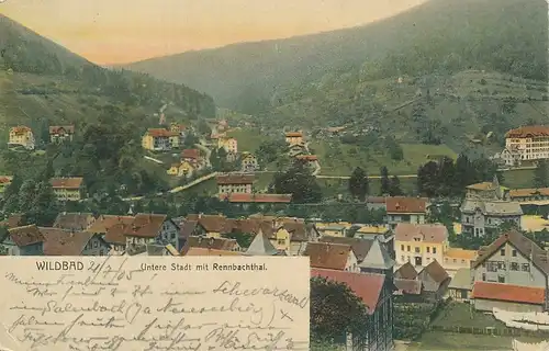 Bad Wildbad Untere Stadt mit Rennbachtal gl1905 133.649