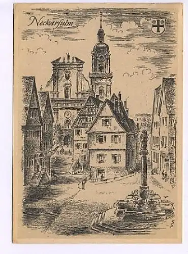 Neckarsulm Altstadt Künstlr-AK gl1954 49.227