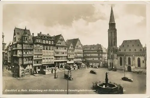 Frankfurt a.M. Römerberg Kirche Brunnen gl1938 132.261