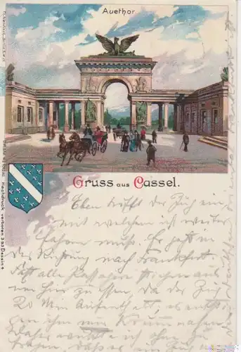 Cassel Grußlitho vom Aueplatz gl1900 64.243