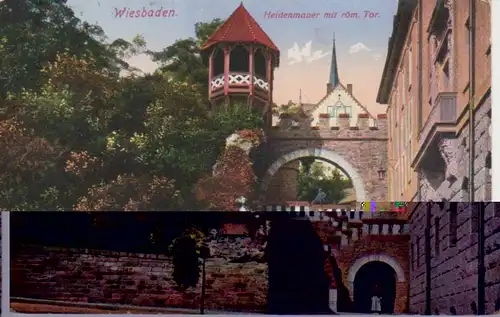 Wiesbaden Heidenmauer m.röm.Tor gl1913 64.197