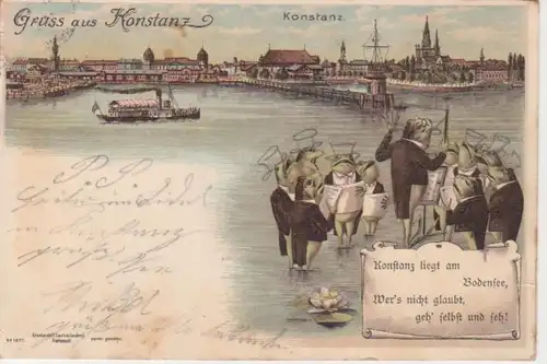 Konstanz Bodensee Grußlitho m.Froschchor gl1897 68.439