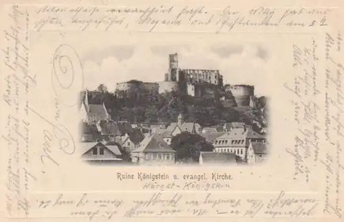 Königstein Ts. Ruine u.evang.Kirche gl1901 64.342