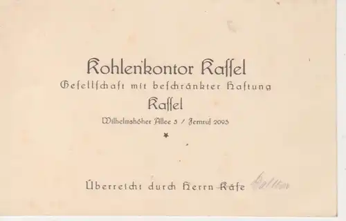 Kassel Karte vom Kohlenkontor Kassel Werbekarte 64.230