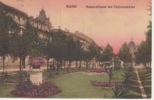 AK Mainz Kaiserstrasse mit Christuskirche gl1911 64.588