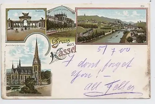 Gruss aus Kassel Litho Orangerie Schloss gl1900 50.718