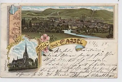 Gruß aus Cassel Kassel Litho neue Kirche gl1899 50.708