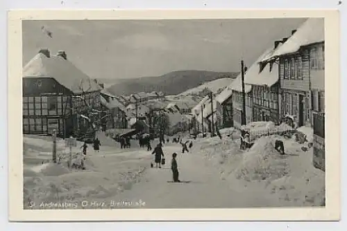 AK St. Andreasberg, Breitestraße Ski gl1950 50.192