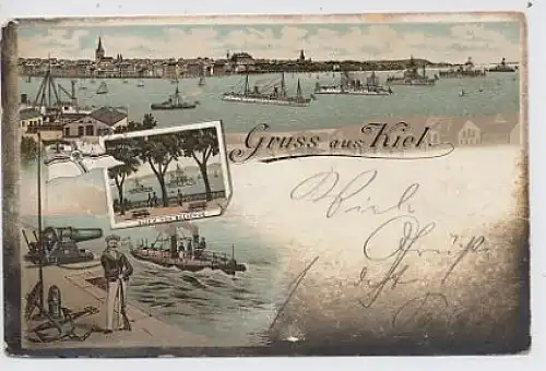 Gruss aus Kiel Litho Blick vom Bellevue gl1900 50.861