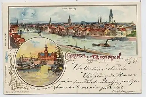 Gruss aus Bremen Litho Gesamtansicht ngl 51.960