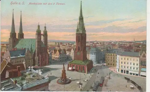 Halle a.S. Marktplatz mit den 5 Türmen ngl 91.517