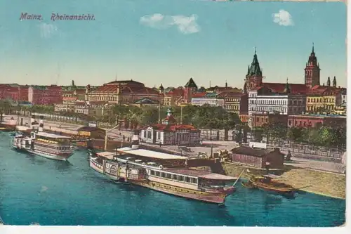 AK Mainz Rheinansicht Schiffe gl1925 64.641
