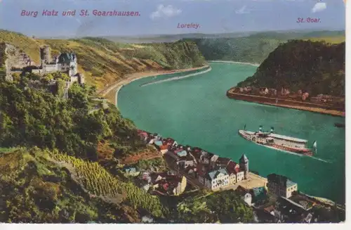 AK Burg Katz u. St.Goarshausen Loreley gl1916 64.608