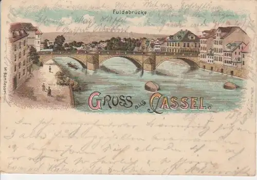 Gruß aus Cassel(Kassel),Litho,Fuldabrücke gl1899 66.166