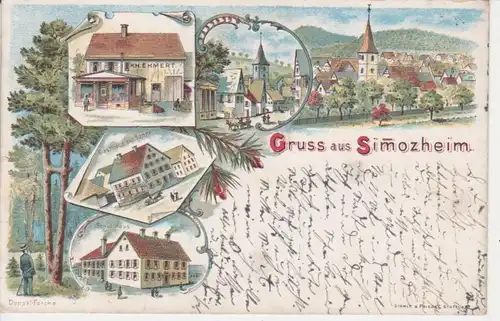 Simmozheim, Litho, Gasthaus Sonne, Ehmert gl1907 63.264