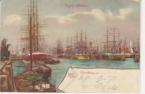 AK Hamburg Segelschiffhafen Litho. gl1902 64.698