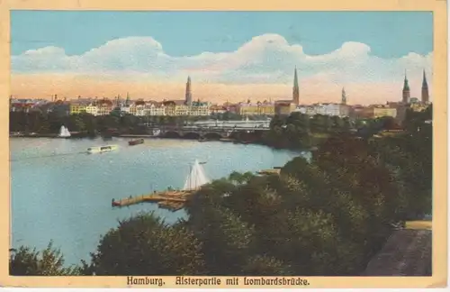 AK HH Alsterpartie m. Lombardsbrücke feldpgl1915 64.717