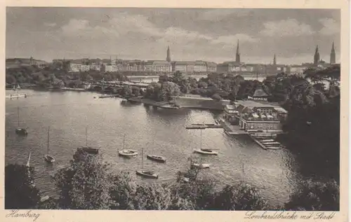 AK Hamburg Lombardsbrücke mit Stadt gl1929 64.674