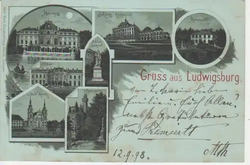 Gruß Ludwigsburg,Litho,Kirche,Schloss gl1896 63.202