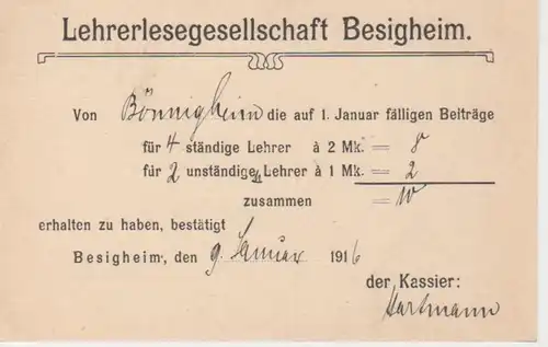 Besigheim,Lehrerlesegesellschaft,Beiträge gl1916 63.222