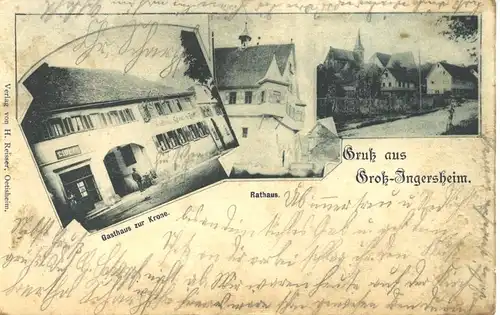 Groß-Ingersheim, Gasthaus Krone, Rathaus gl1903 9.347