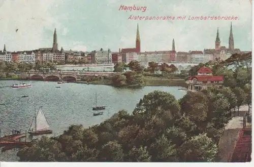 AK Hamburg Alsterpanorama/ Lombardsbrücke gl1910 64.665